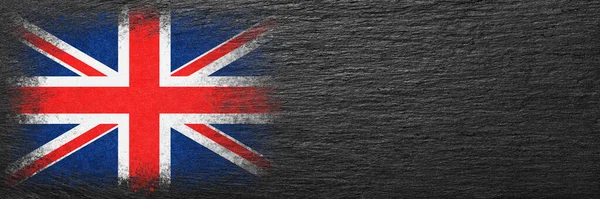Britannia Zászlója Zászló Fekete Palakőre Van Festve Háttér Másold Helyet — Stock Fotó