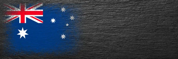 Flagge Australiens Die Fahne Ist Auf Schwarzen Schieferstein Gemalt Steinhintergrund — Stockfoto