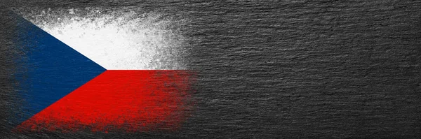 Flaga Republiki Czeskiej Flaga Jest Pomalowana Czarnym Kamieniu Łupkowym Kamienne — Zdjęcie stockowe