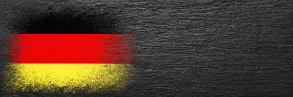 Bandera Alemania Bandera Está Pintada Piedra Pizarra Negra Fondo Piedra — Foto de Stock