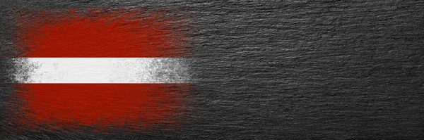 Lettország Zászlója Zászló Fekete Palakőre Van Festve Háttér Másold Helyet — Stock Fotó