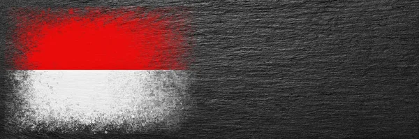 Monaco Zászlója Zászló Fekete Palakőre Van Festve Háttér Másold Helyet — Stock Fotó