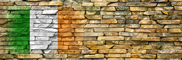 Flag Ireland Flag Painted Stone Wall Stone Background Copy Space — Stock Photo, Image
