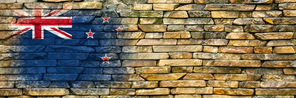 Flagge Neuseelands Die Flagge Ist Auf Eine Steinwand Gemalt Steinhintergrund — Stockfoto