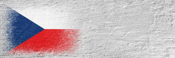 Flaga Republiki Czeskiej Flaga Jest Pomalowana Cementowej Ścianie Pochodzenie Cementu — Zdjęcie stockowe
