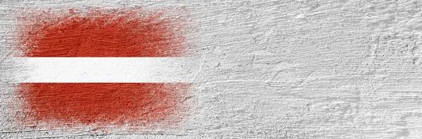 Lettország Zászlója Zászló Egy Cementfalra Van Festve Cementes Háttér Vakolt — Stock Fotó