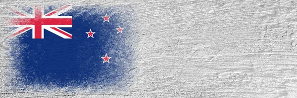 Yeni Zelanda Bayrağı Çimento Duvarına Bayrak Boyanmış Çimento Arka Planı — Stok fotoğraf