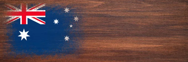 Flagge Australiens Die Fahne Ist Auf Eine Holzoberfläche Gemalt Holzuntergrund — Stockfoto