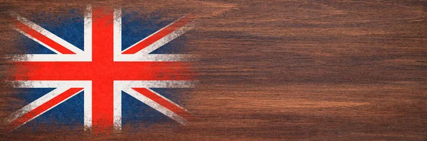 Bandiera Della Gran Bretagna Bandiera Dipinta Una Superficie Legno Sfondo — Foto Stock