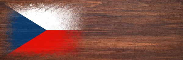Flaga Republiki Czeskiej Flaga Malowana Jest Drewnianej Powierzchni Drewniane Tło — Zdjęcie stockowe