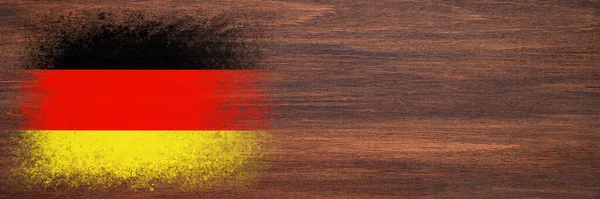 Tysklands Flagga Flaggan Målad Träyta Trä Bakgrund Plywoodytan Uppfattat Utrymme — Stockfoto