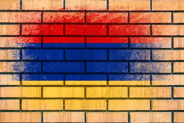 Прапор Вірменії Прапор Намальований Цегляній Стіні Цегляний Фон Текстове Походження — стокове фото