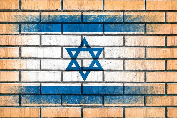Bandera Israel Bandera Pintada Una Pared Ladrillo Fondo Ladrillo Texturizado — Foto de Stock