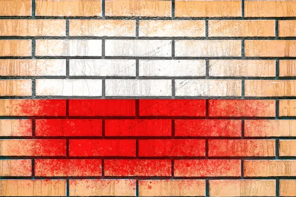 Flag Poland Flag Painted Brick Wall Brick Background Textured Creative — Stock Photo, Image
