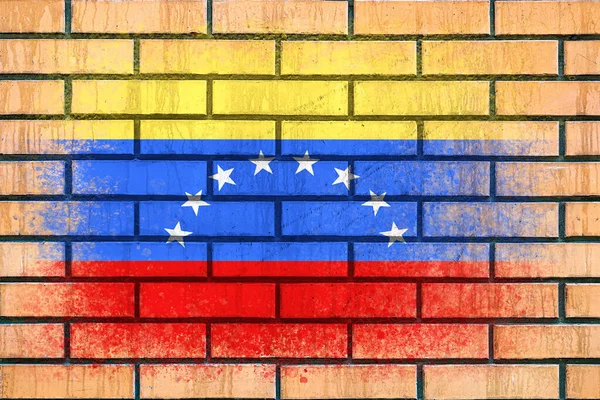 Flag Venezuela Flag Painted Brick Wall Brick Background Textured Creative — Stock Photo, Image