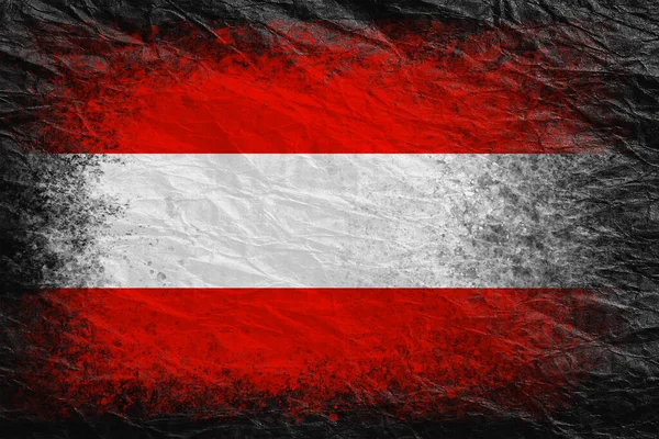 Ausztria Zászlója Zászló Fekete Gyűrött Papírra Van Festve Papír Háttér — Stock Fotó