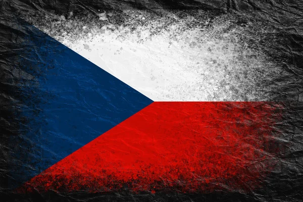 Flaga Republiki Czeskiej Flaga Jest Malowana Czarnym Pogniecionym Papierze Papierowe — Zdjęcie stockowe