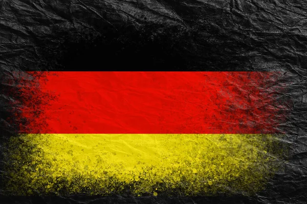 Tysklands Flagga Flaggan Målad Svart Skrynkligt Papper Pappersbakgrund Texturerad Kreativ — Stockfoto