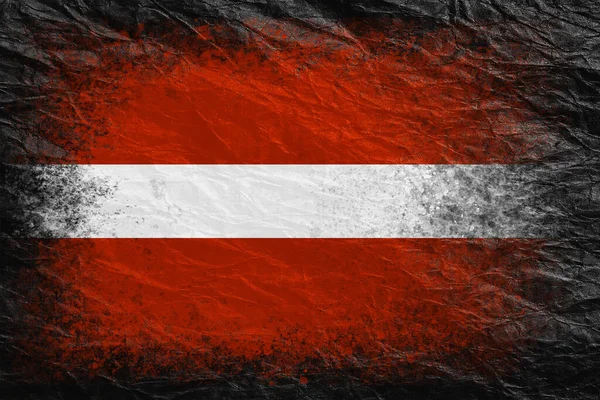 Lettország Zászlója Zászló Fekete Gyűrött Papírra Van Festve Papír Háttér — Stock Fotó