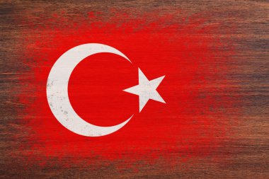 Hindi bayrağı. Bayrak ahşap bir yüzeye boyanmıştır. Ahşap arka plan. Hollywood yüzeyi. Yapılandırılmış yaratıcı arkaplan