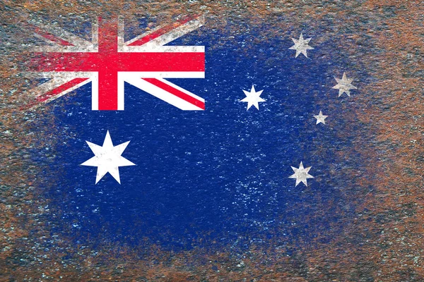 Avustralya Bayrağı Paslı Yüzeyde Bayrak Resmi Paslı Arka Plan Yapılandırılmış — Stok fotoğraf