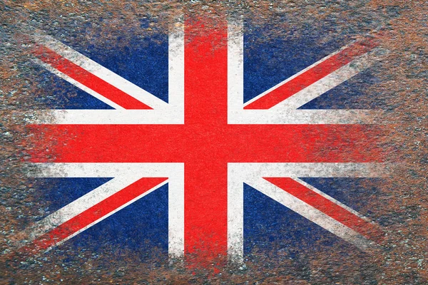 Britannia Zászlója Zászló Rozsdás Felületre Festve Rozsdás Háttér Texturált Kreatív — Stock Fotó