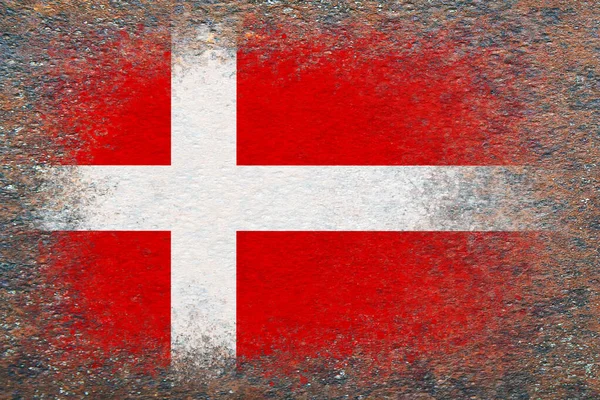 Σημαία Δανίας Σημαία Βαμμένη Σκουριασμένη Επιφάνεια Σκουριασμένο Φόντο Δημιουργικό Υπόβαθρο — Φωτογραφία Αρχείου