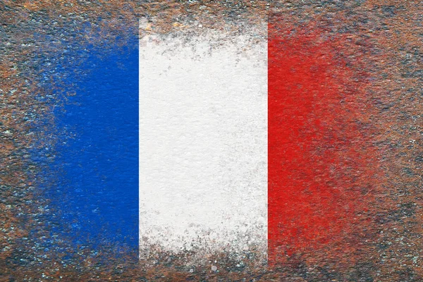 Прапор Франції Прапор Намальований Іржавій Поверхні Походження Іржаве Текстове Походження — стокове фото