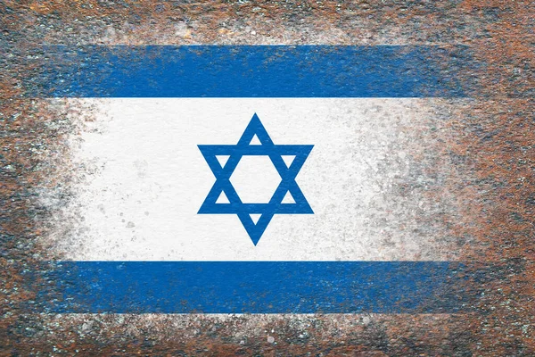 Bandera Israel Bandera Pintada Sobre Una Superficie Oxidada Fondo Oxidado — Foto de Stock