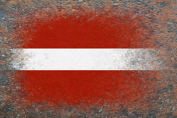 Bandera Letonia Bandera Pintada Sobre Una Superficie Oxidada Fondo Oxidado —  Fotos de Stock