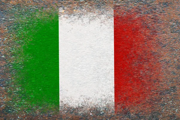Bandera Italia Bandera Pintada Sobre Una Superficie Oxidada Fondo Oxidado —  Fotos de Stock