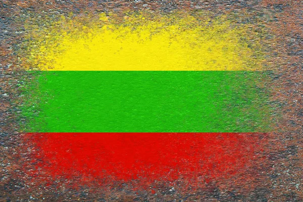 Flag of Lithuania. Flag painted on rusty surface. Rusty background. Textured creative background