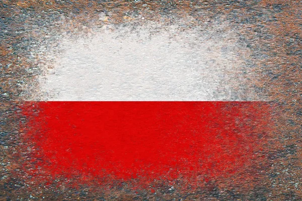 Vlag Van Polen Vlag Geschilderd Roestig Oppervlak Een Roestige Achtergrond — Stockfoto