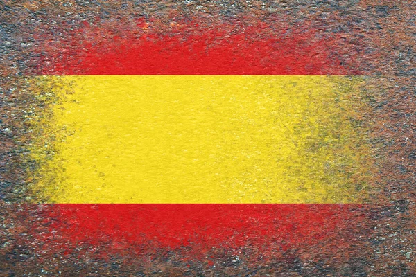 Španělská Vlajka Vlajka Namalovaná Rezavém Povrchu Rusty Pozadí Texturované Kreativní — Stock fotografie