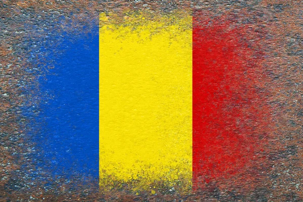 Σημαία Της Ρουμανίας Σημαία Βαμμένη Σκουριασμένη Επιφάνεια Σκουριασμένο Φόντο Δημιουργικό — Φωτογραφία Αρχείου