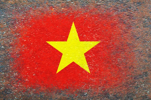베트남의 표면에는 깃발이 그려져 배경이 녹슬었어 영감받은 창조적 — 스톡 사진