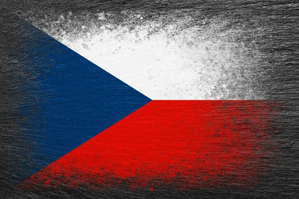 Bandera República Checa Bandera Está Pintada Piedra Pizarra Negra Fondo —  Fotos de Stock