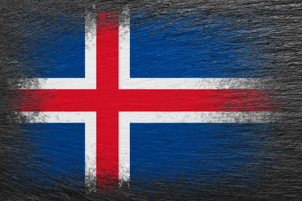 Flaga Islandii Flaga Jest Pomalowana Czarnym Kamieniu Łupkowym Kamienne Tło — Zdjęcie stockowe