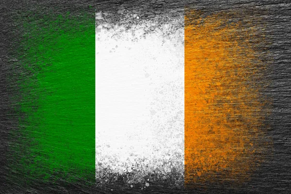 Vlag Van Ierland Vlag Geschilderd Zwarte Leisteen Stenen Achtergrond Getextureerde — Stockfoto