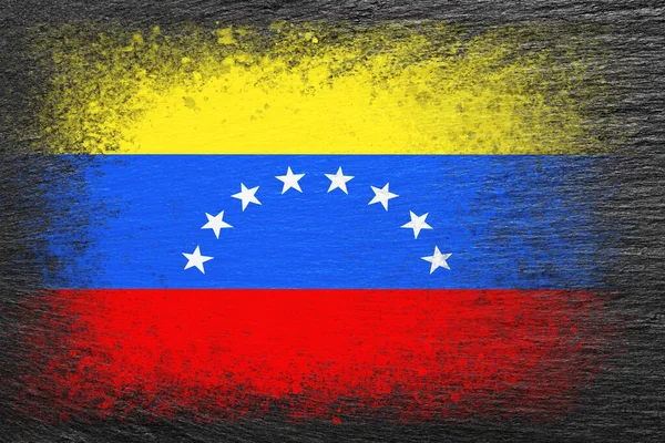 Flagge Venezuelas Die Fahne Ist Auf Schwarzen Schieferstein Gemalt Steinhintergrund — Stockfoto