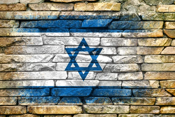 Bandera Israel Bandera Está Pintada Una Pared Piedra Fondo Piedra — Foto de Stock
