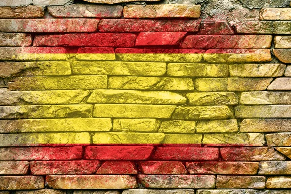 Bandeira Espanha Bandeira Pintada Uma Parede Pedra Fundo Pedra Texturizado — Fotografia de Stock