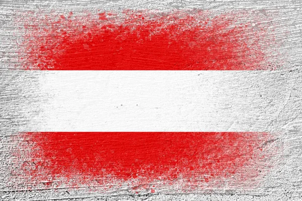 Flaga Austrii Flaga Jest Pomalowana Cementowej Ścianie Pochodzenie Cementu Tynkowana — Zdjęcie stockowe