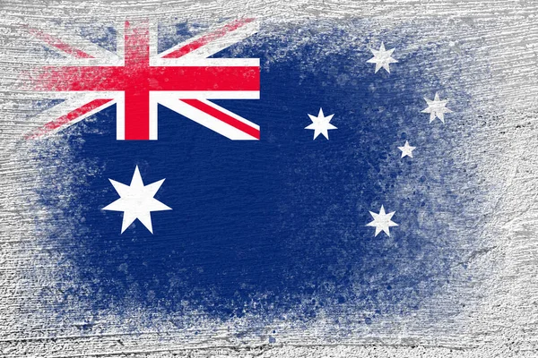 Flagge Australiens Die Flagge Ist Auf Eine Betonwand Gemalt Zement — Stockfoto