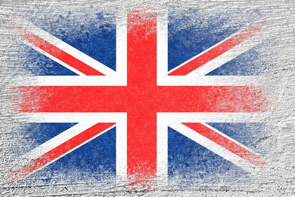 Σημαία Της Βρετανίας Σημαία Είναι Ζωγραφισμένη Τσιμεντένιο Τοίχο Τσιμεντοκονία Επιπεδωμένη — Φωτογραφία Αρχείου