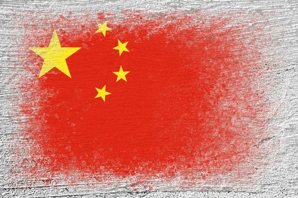 Bandera China Bandera Está Pintada Una Pared Cemento Fondo Cemento — Foto de Stock