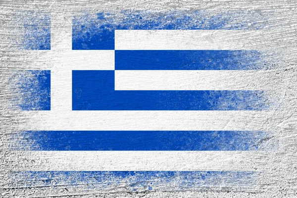 Flag Greece Flag Painted Cement Wall Cement Background Plastered Surface — Stock Photo, Image