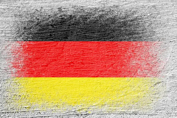 Tysklands Flagga Flaggan Målad Cementvägg Cementbakgrund Plasterad Yta Texturerad Kreativ — Stockfoto