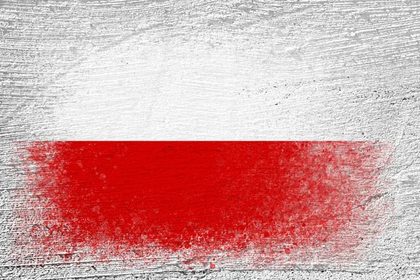 Lengyelország Zászlója Zászló Egy Cementfalra Van Festve Cementes Háttér Vakolt — Stock Fotó