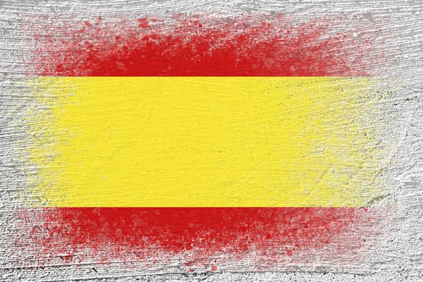Bandeira Espanha Bandeira Pintada Uma Parede Cimento Cimento Fundo Superfície — Fotografia de Stock